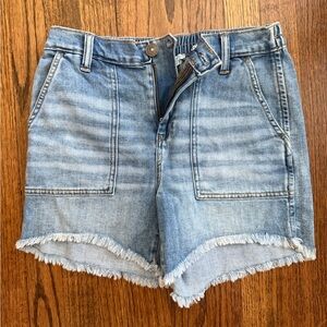 Aerie Light Blue Frayed Jean Shorts